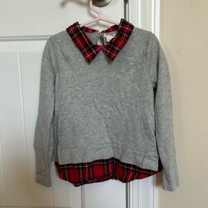 J. Crew CrewCuts sweater and flannel combination.